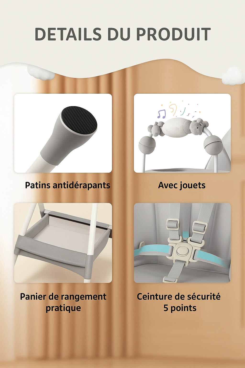 Chaise Haute Évolutive E500 – Pratique et Ludique pour Bébé